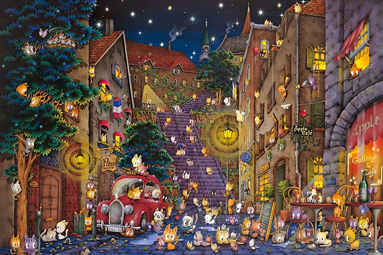 hm-1000-043-elf-cat-night-life-1000-pieces-jigsaw-puzzle