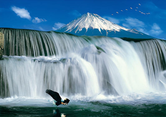 HM 52-600　Waterfall – Mt. Fuji　520 Pieces Jigsaw Puzzle