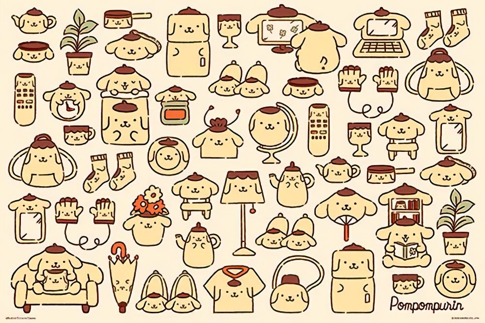 hundred-pictures-hp01000-178-pompompurin-various-furniture-1000-pieces-jigsaw-puzzle