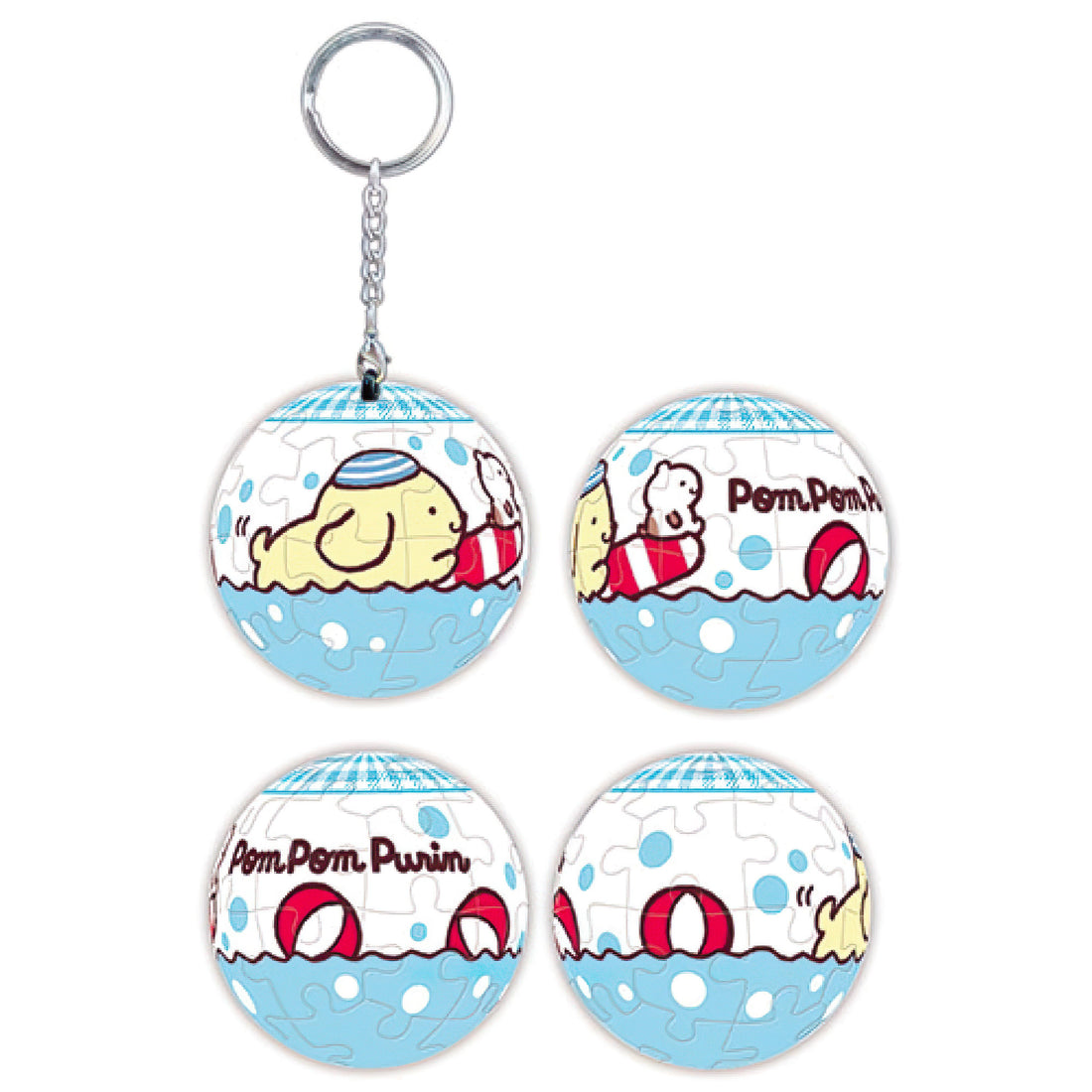 hundred-pictures-hp0124248-pompompurin-swimming-practice-24-pieces-plastic-keychain-puzzle