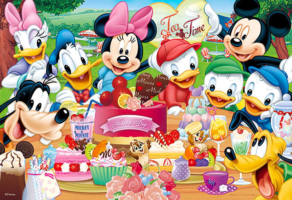 hundred-pictures-hpd0300s-173-mickey-friends-afternoon-tea-dessert-300-pieces-jigsaw-puzzle