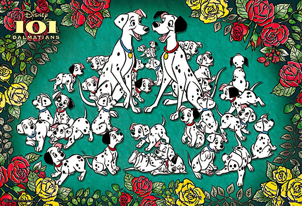 hundred-pictures-hpd0300s-184-101-dalmatians-(flower-series)-300-pieces-jigsaw-puzzle