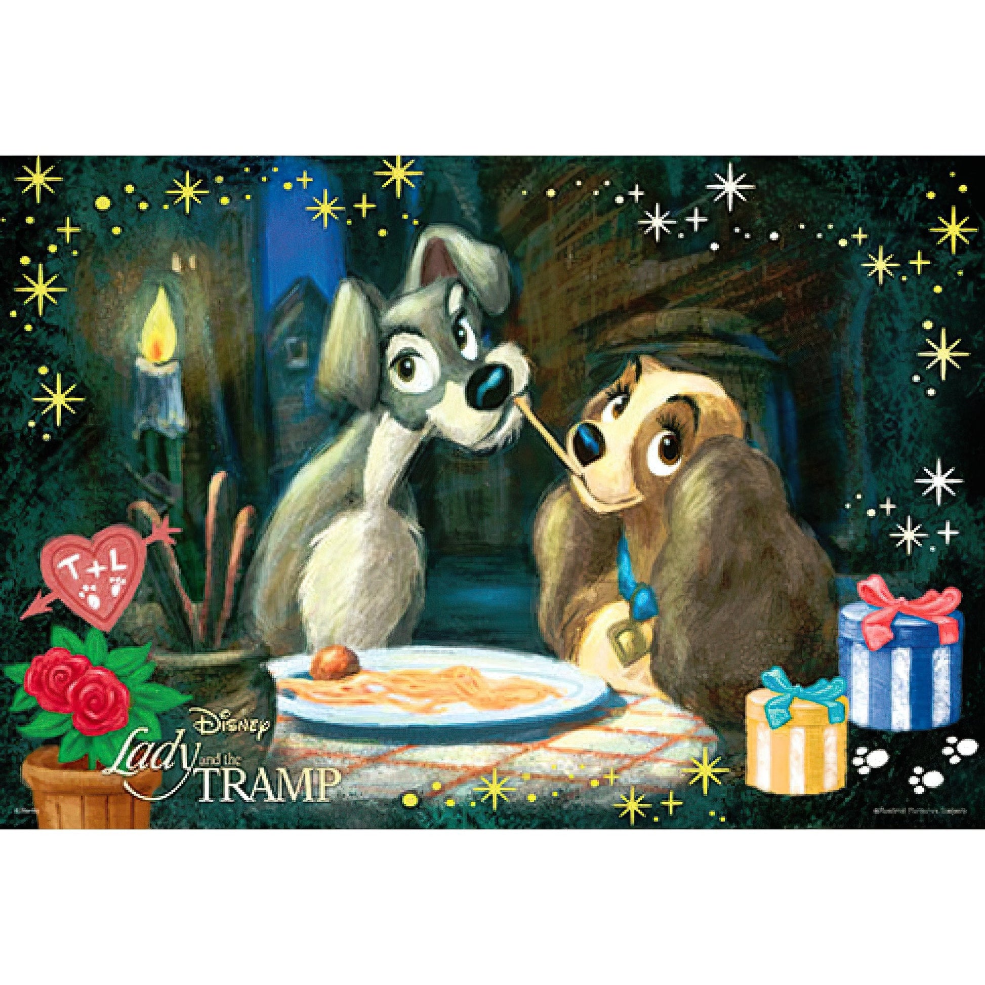 hundred-pictures-hpd0300s-208-lady-and-the-tramp-(collection-poster-series)-300-pieces-jigsaw-puzzle