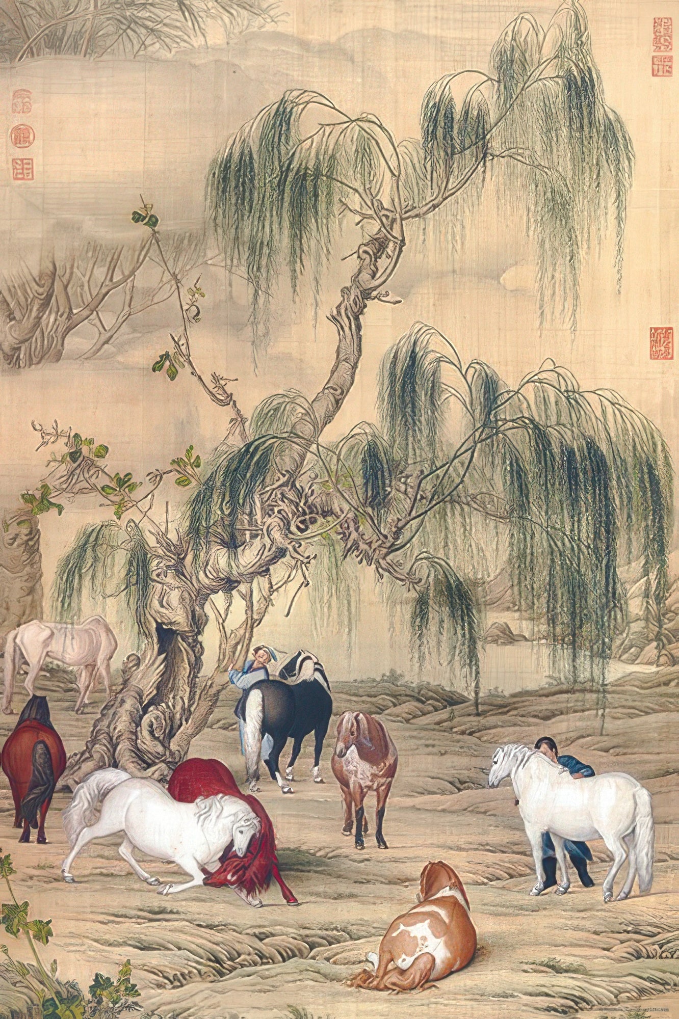 hundred-pictures-hpn01000-004-qing-dynasty,-lang-shining---eight-horses-1000-pieces-jigsaw-puzzle