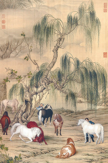 hundred-pictures-hpn01000-004-qing-dynasty,-lang-shining---eight-horses-1000-pieces-jigsaw-puzzle
