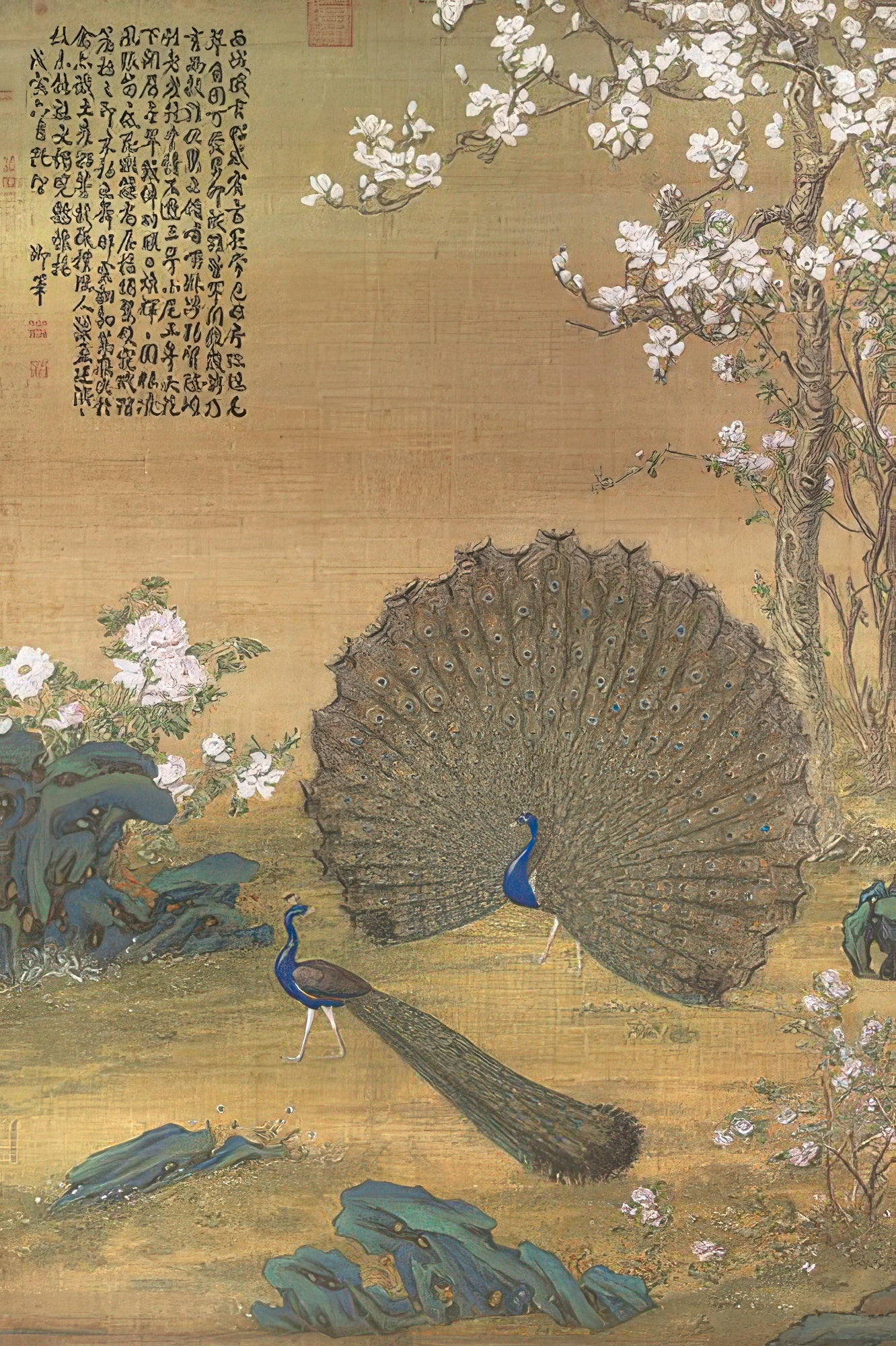hundred-pictures-hpn01000-005-qing-dynasty,-lang-shining---peacock-displaying-its-tail-1000-pieces-jigsaw-puzzle