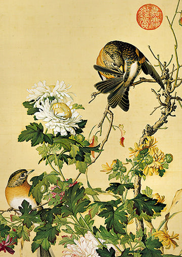 hundred-pictures-hpn0108-008-qing-dynasty,-lang-shining---immortal-spring-chrysanthemums-108-pieces-jigsaw-puzzle