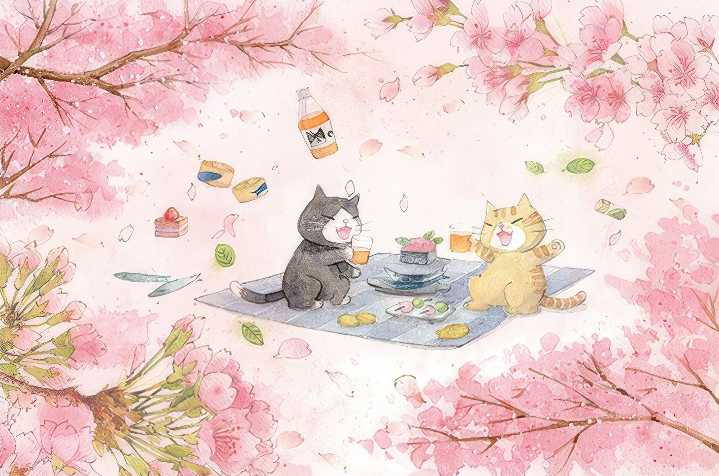 momibook-89911-07-cherry-blossom-picnic-150-pieces-postcard-puzzle-+-frame-set