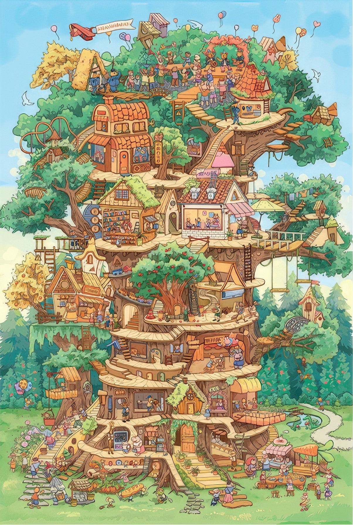 momibook-92826-01-wonderful-treehouse-adventure-team-1000-pieces-jigsaw-puzzle