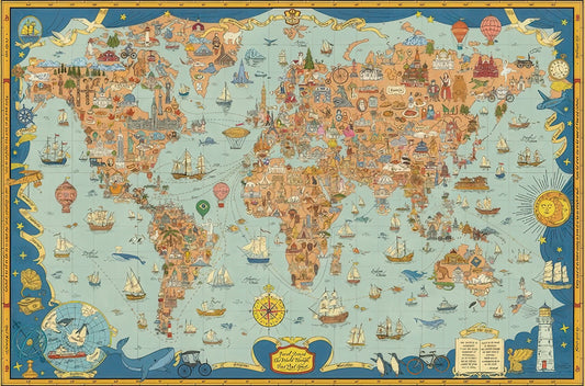 Momibook 12723-01　Map • Journey Through the World　1000 Pieces Jigsaw Puzzle