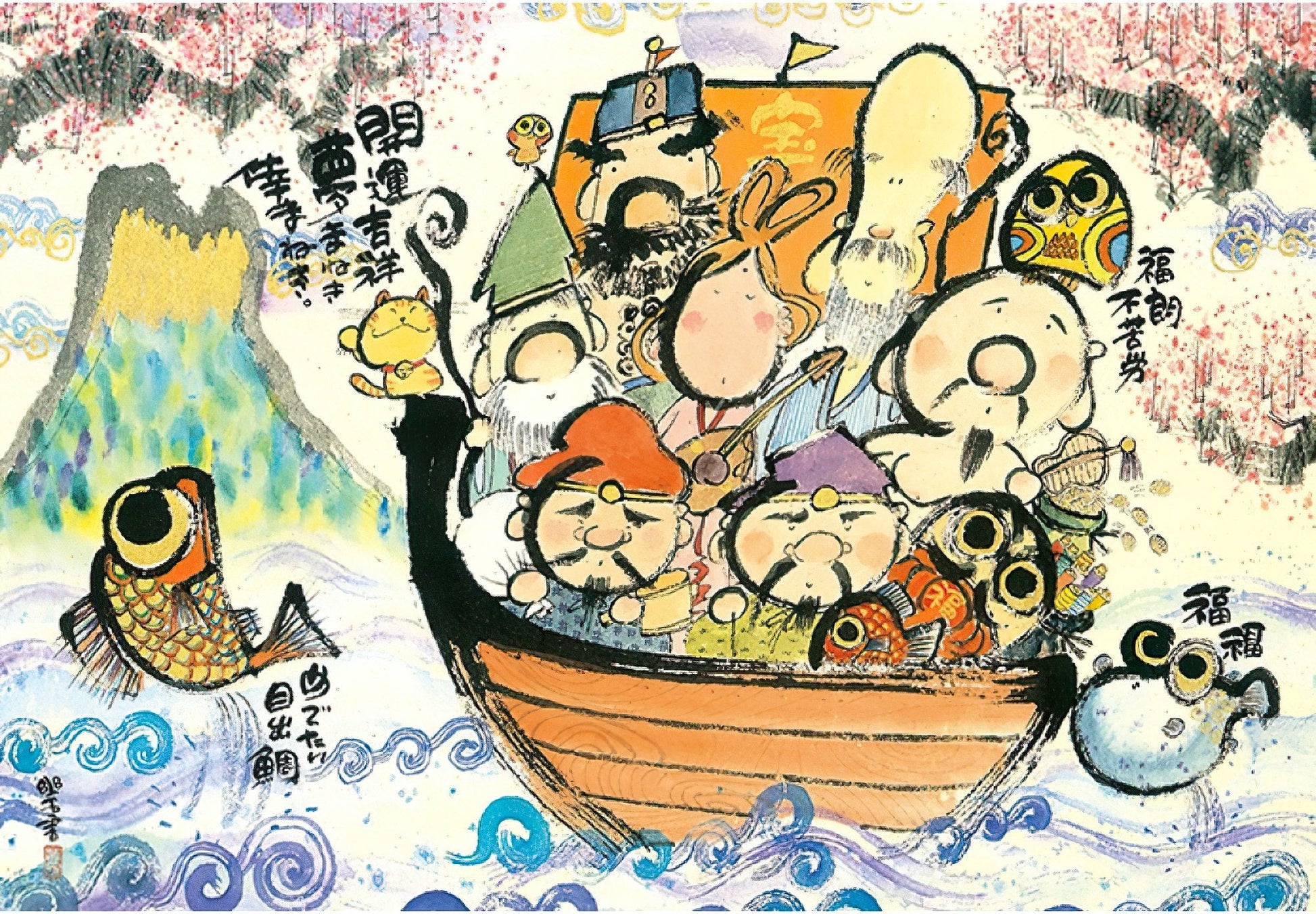 p2art-24-036-religious-seven-lucky-gods-treasure-ship-204-pieces-jigsaw-puzzle