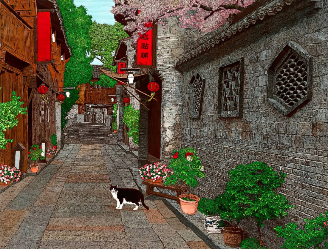 p2art-p2020-3-scenery-spring-dance-in-the-alley-postcard