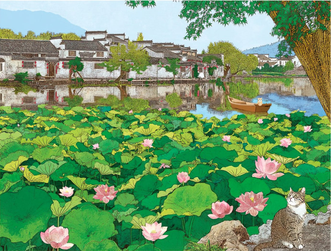 p2art-p2022-7-scenery-reflection-of-lotus-fields-and-peaceful-years-postcard