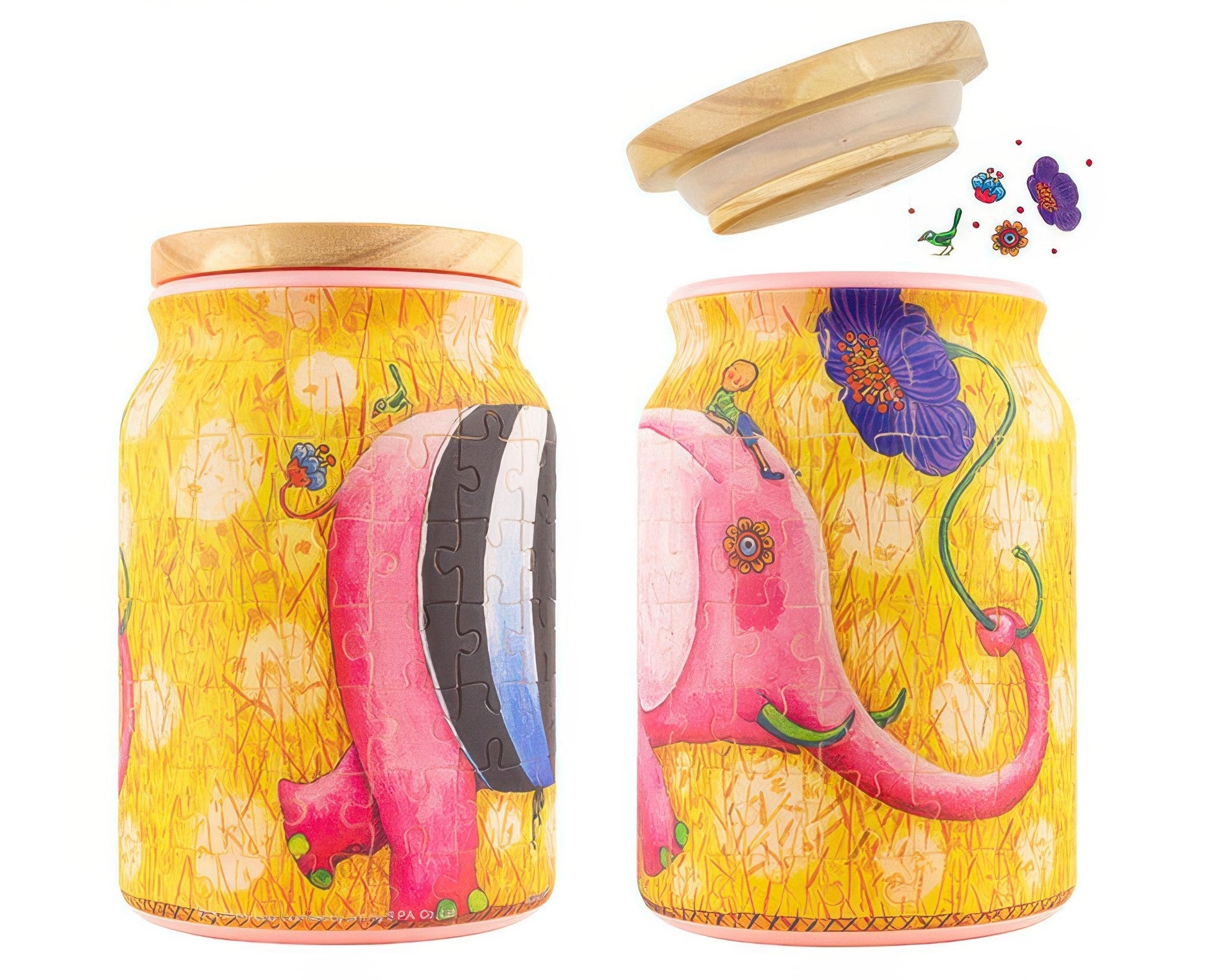 pintoo-ba1009-illustration-one-more-day-with-you-pink-elephant-128-pieces-plastic-jar-puzzle