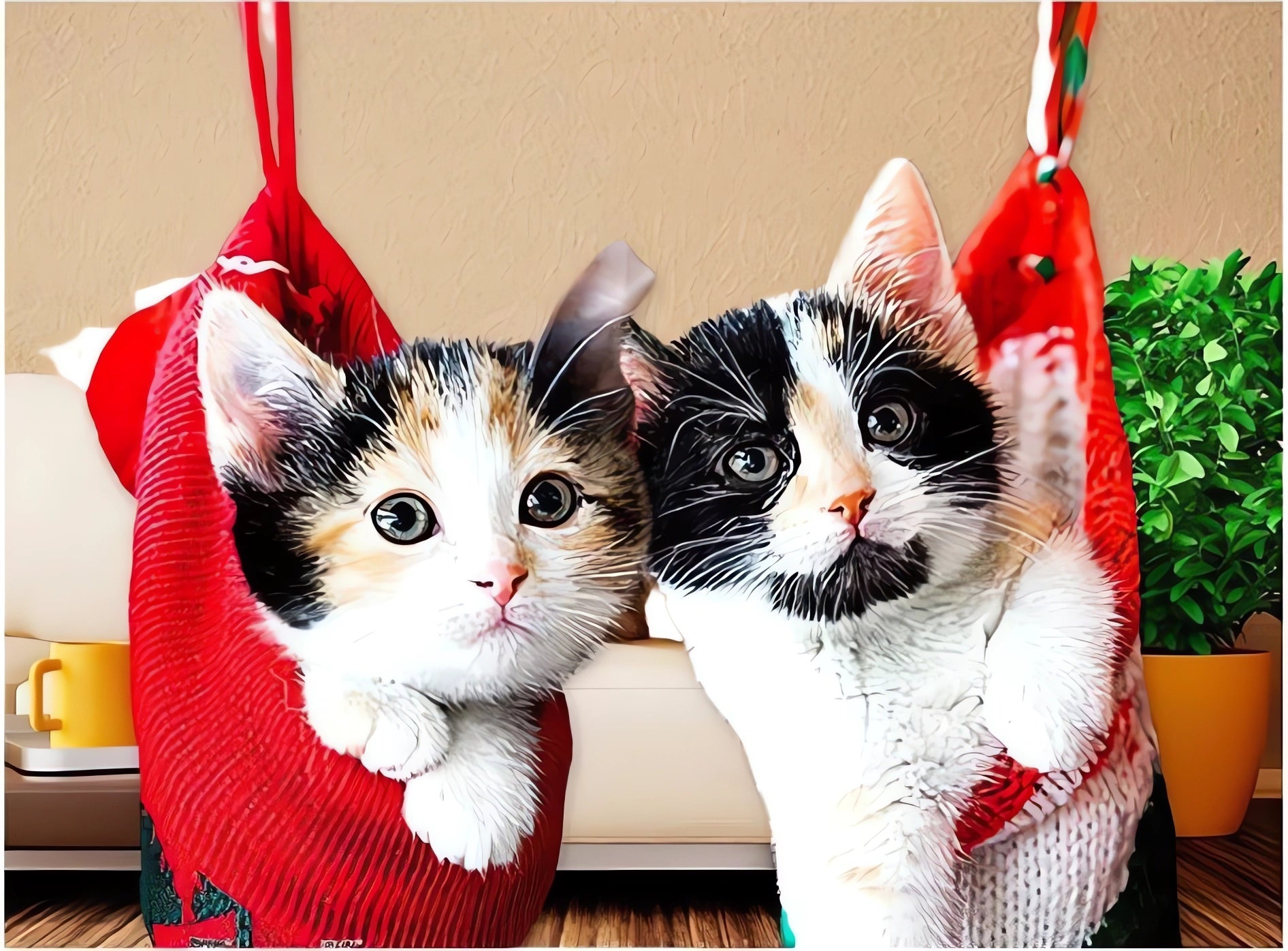 Pintoo • Animal • Kittens in Christmas socks　300 PCS　Plastic Jigsaw Puzzle