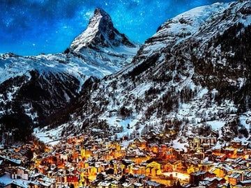 Pintoo • Scenery • Bright Mountain City Zermatt, Switzerland　1200 PCS　Plastic Jigsaw Puzzle