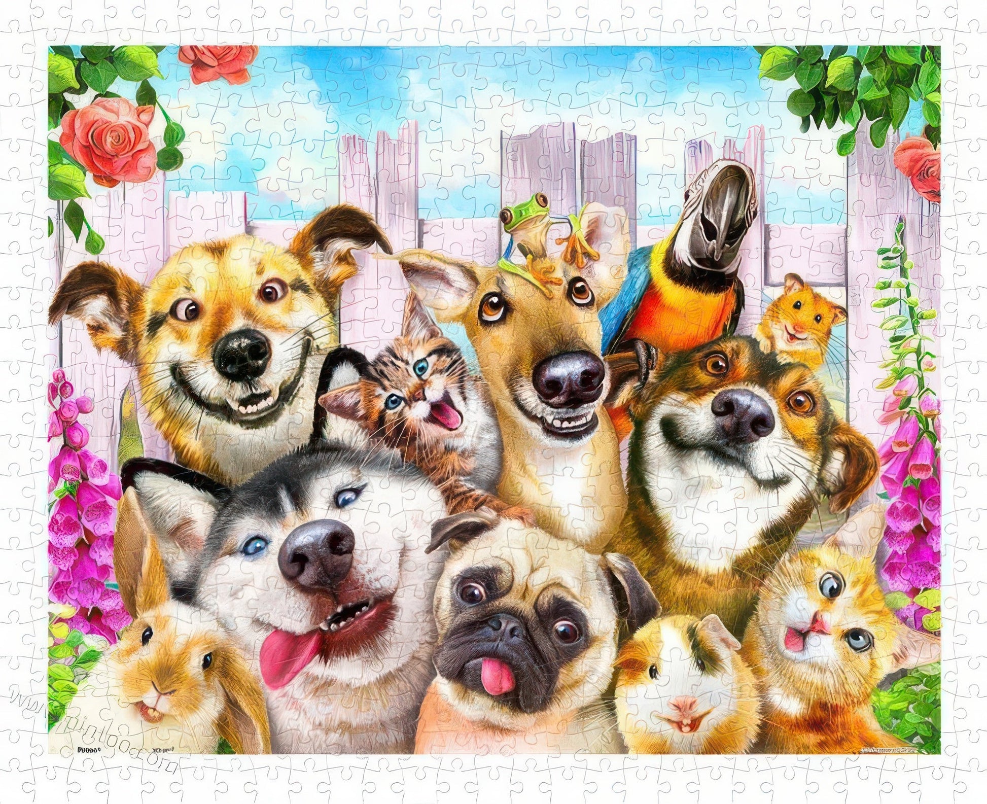 pintoo-h2068-illustration-pet-selfie-500-pieces-plastic-jigsaw-puzzle