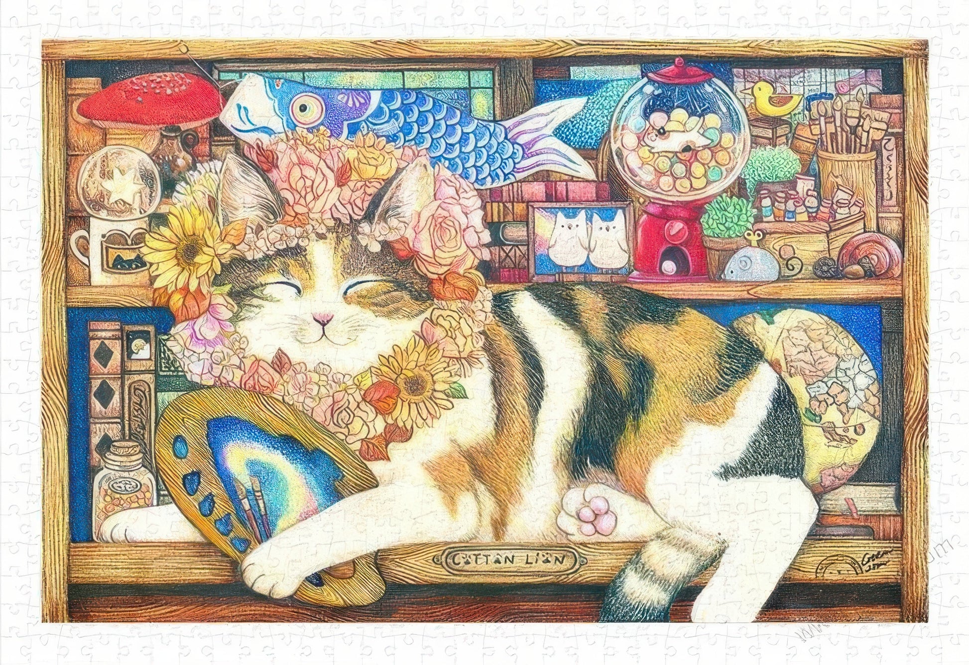 pintoo-h2212-cotton-lion---cat-artist-600-pieces-jigsaw-puzzle