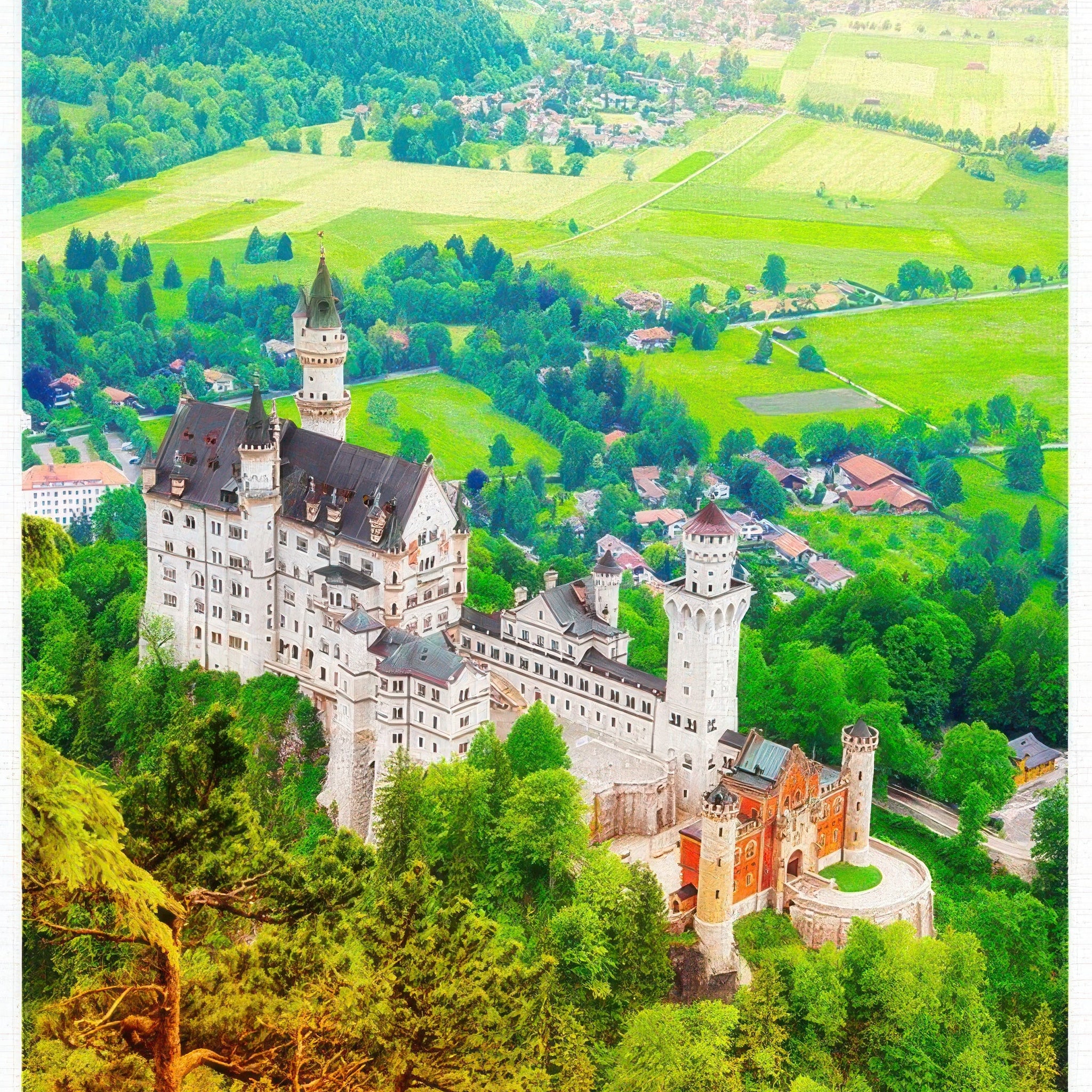 pintoo-h2343-45-plastic-puzzle---germany---spring-neuschwanstein-castle-4500-pieces-jigsaw-puzzle