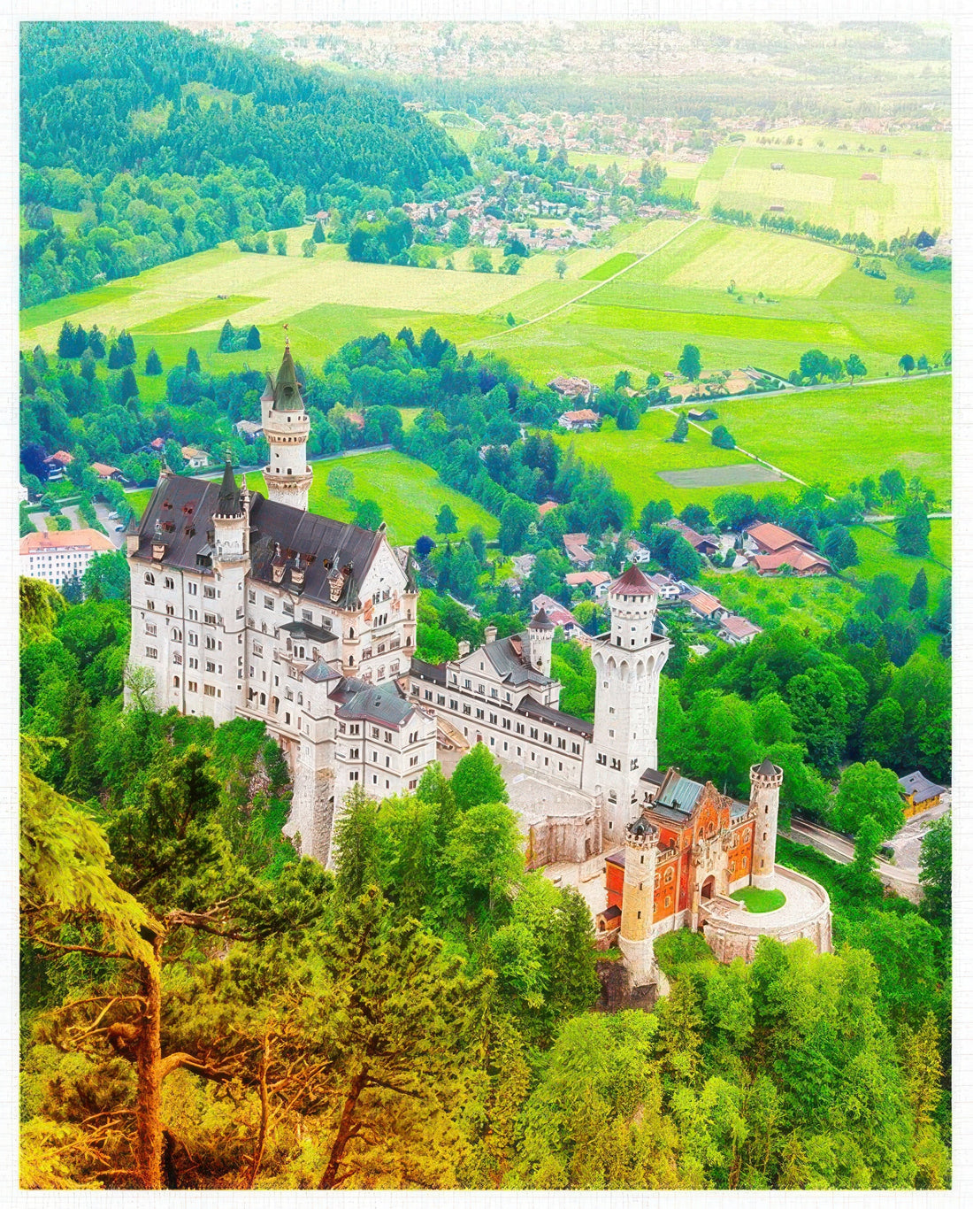 pintoo-h2343-45-plastic-puzzle---germany---spring-neuschwanstein-castle-4500-pieces-jigsaw-puzzle