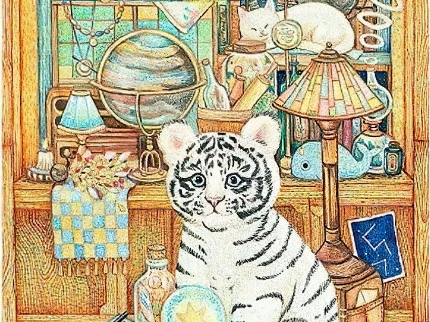 Pintoo • Cotton Lion • Little White Tiger's Collection Cabinet　600 PCS　Plastic Jigsaw Puzzle