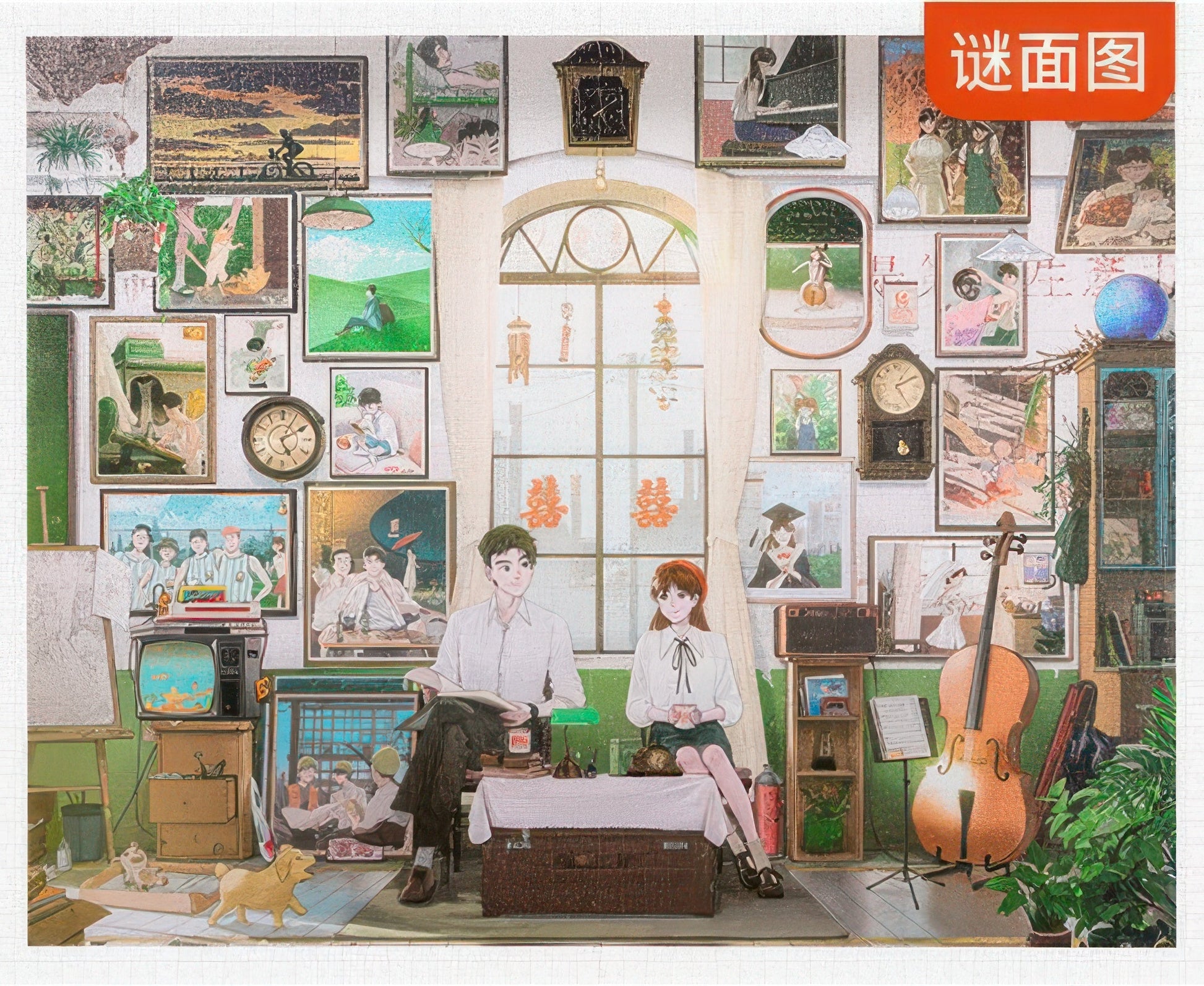 pintoo-h2398-growing-old-together---puzzle-face-2000-pieces-jigsaw-puzzle