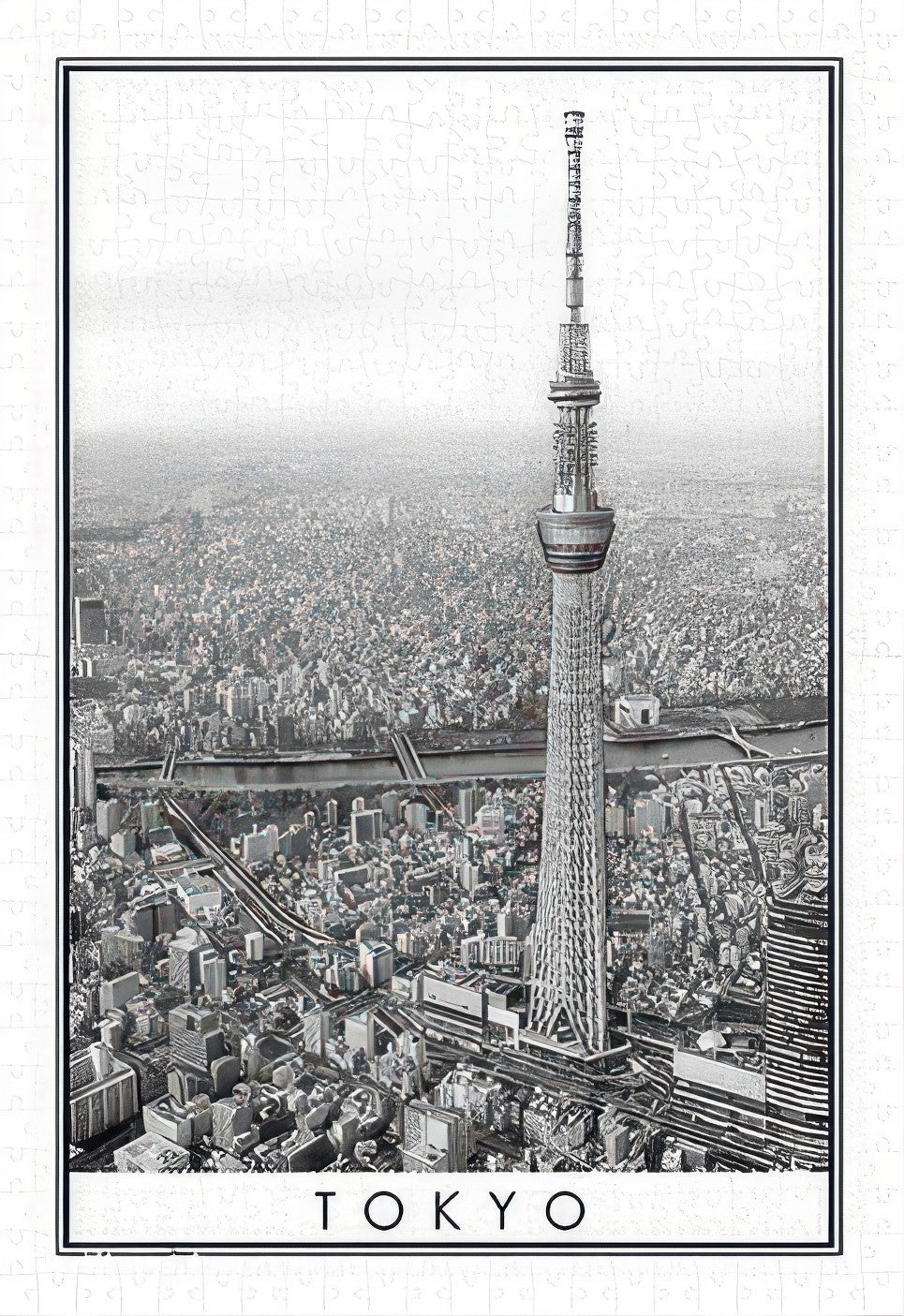 pintoo-h2613-06-black-and-white---cityscape,-tokyo-600-pieces-jigsaw-puzzle