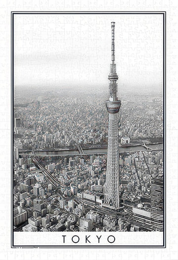 pintoo-h2613-06-black-and-white---cityscape,-tokyo-600-pieces-jigsaw-puzzle