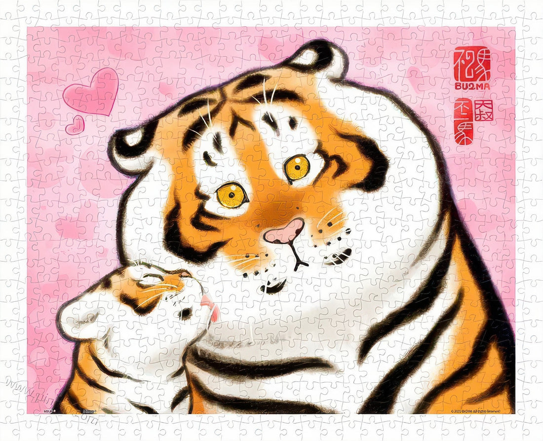 pintoo-h2655-i'm-not-fat-tiger---a-kiss-500-pieces-jigsaw-puzzle