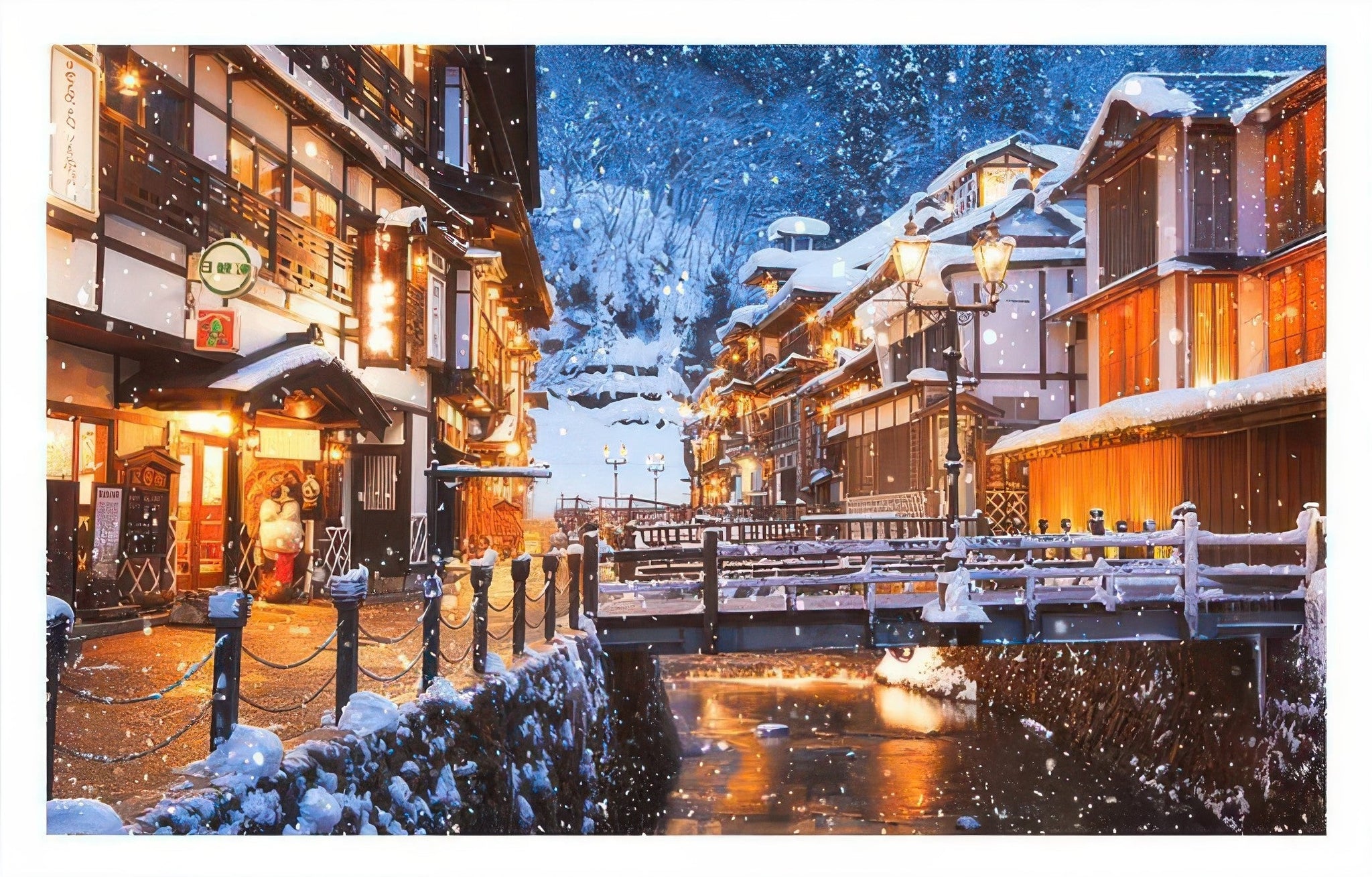 pintoo-h2682-japan---ginzan-winter-onsen-ryokan-1000-pieces-jigsaw-puzzle
