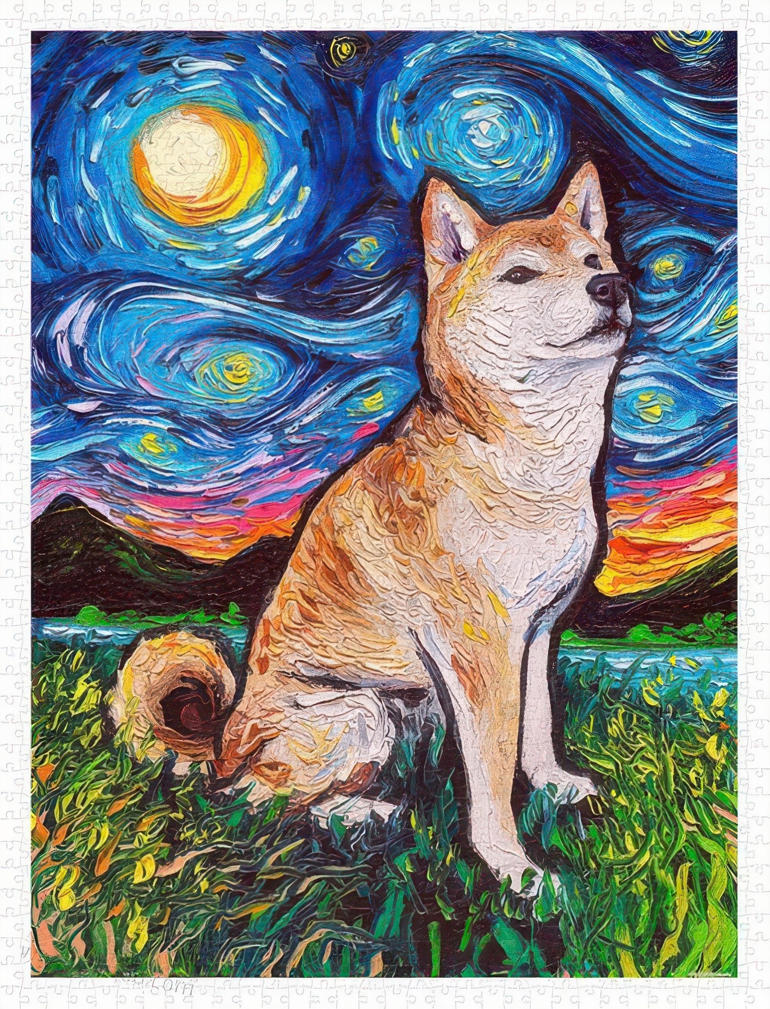 pintoo-h2779-aja-trier---shiba-inu-night-1200-pieces-jigsaw-puzzle