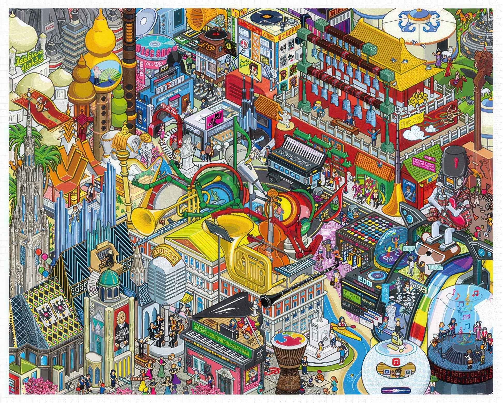 pintoo-h2785-45-pixel-world---little-monkey-ears---music-city-4500-pieces-jigsaw-puzzle