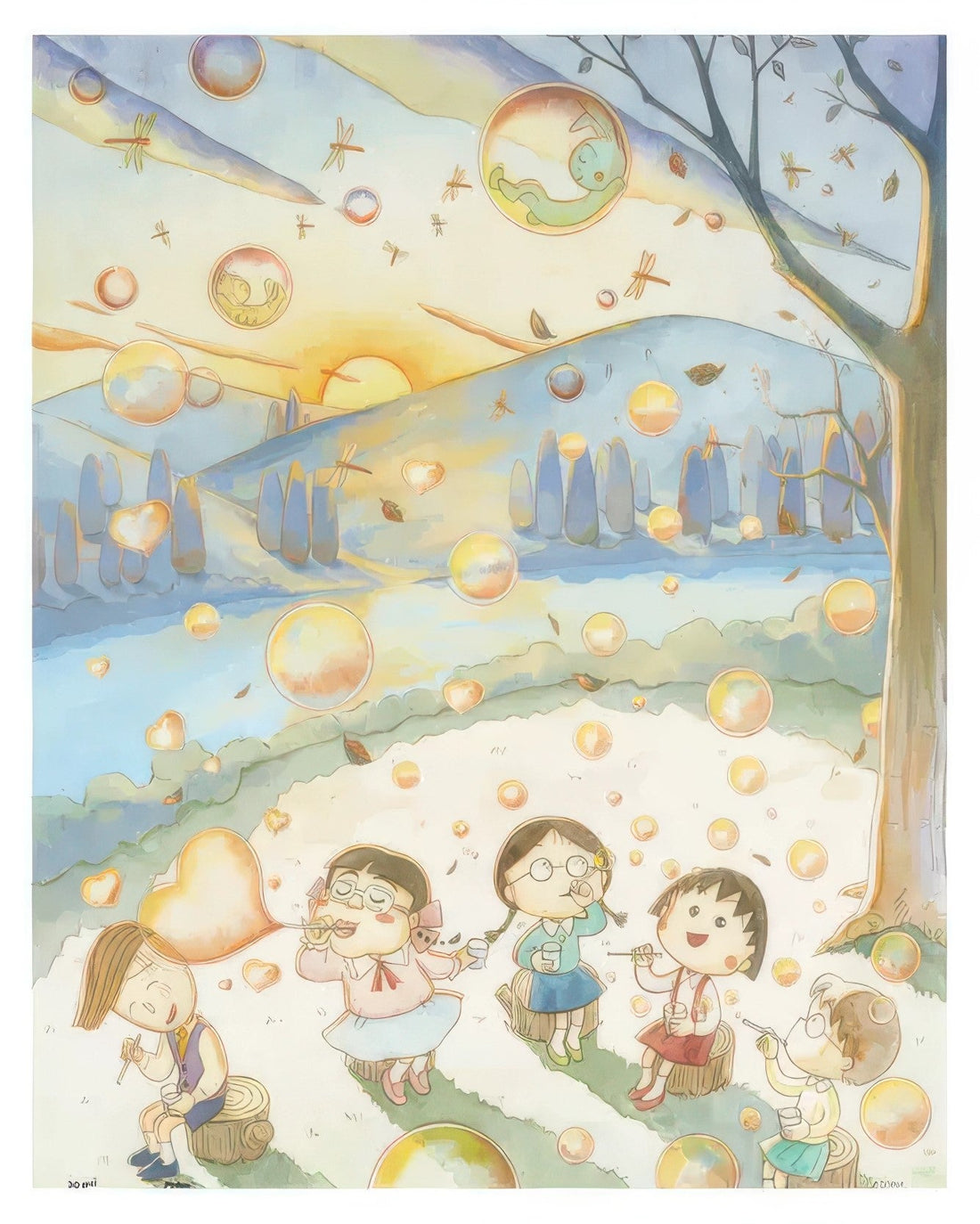 pintoo-h2793-chibi-maruko-chan-sunset-that-day-500-pieces-plastic-jigsaw-puzzle