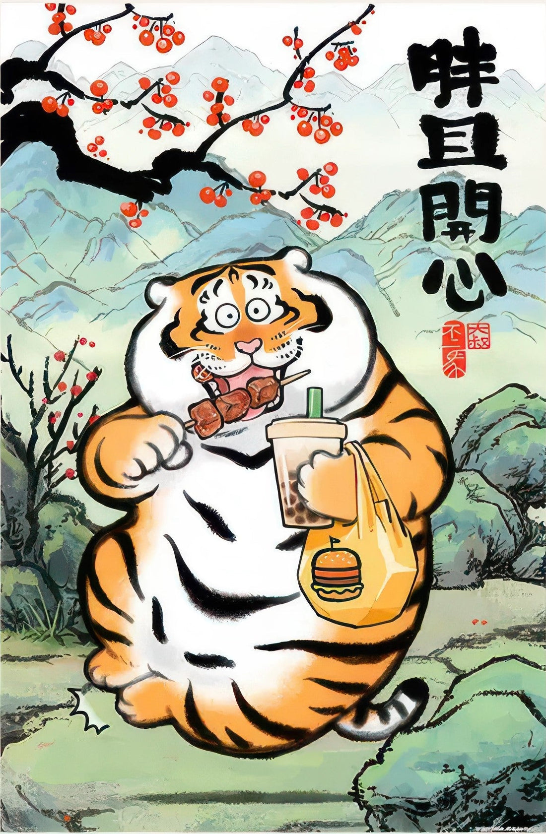 pintoo-h2811-i'm-not-fat-tiger---fat-and-happy-600-pieces-jigsaw-puzzle