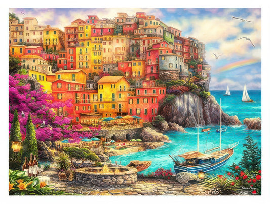 Pintoo H2818　Illustration • A Beautiful Day at Cinque Terre　1200 Pieces Plastic Jigsaw Puzzle