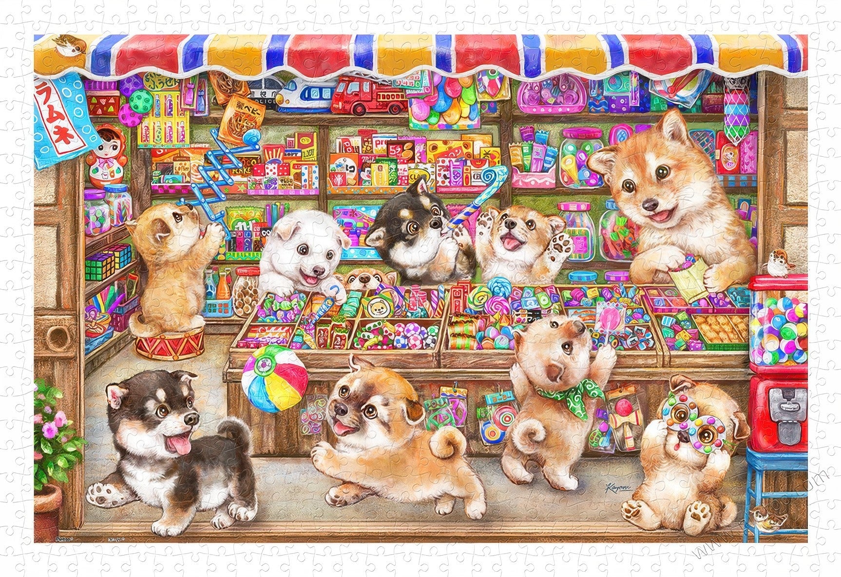 pintoo-h2822-kayomi---shiba-inu-candy-store-600-pieces-jigsaw-puzzle