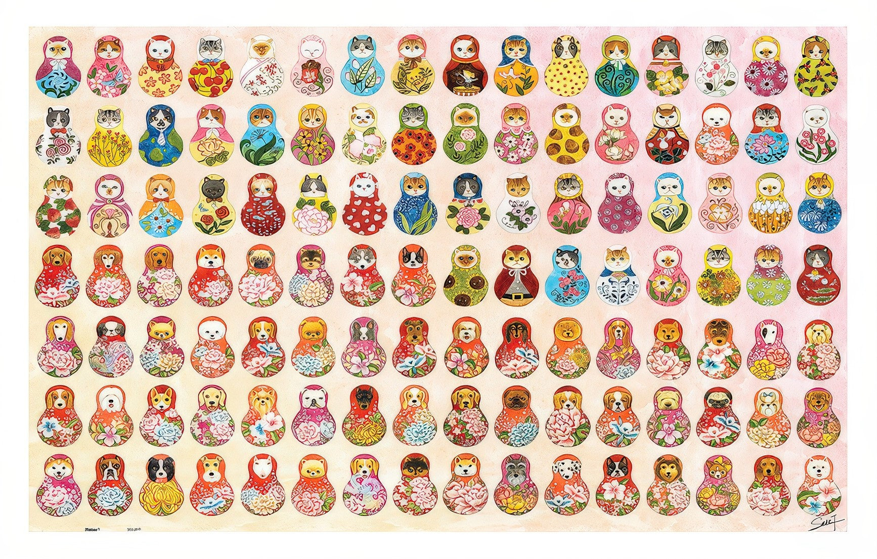 pintoo-h2881-smart---cat-and-dog-russian-dolls-1000-pieces-jigsaw-puzzle