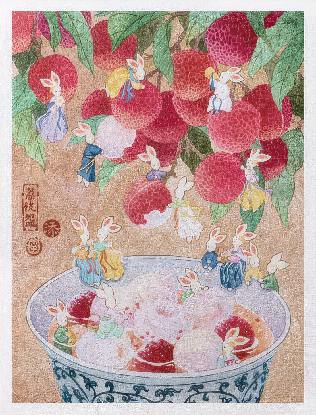 pintoo-h2943-tianti-an-emily---little-rabbit---lychee-bowl-1200-pieces-jigsaw-puzzle