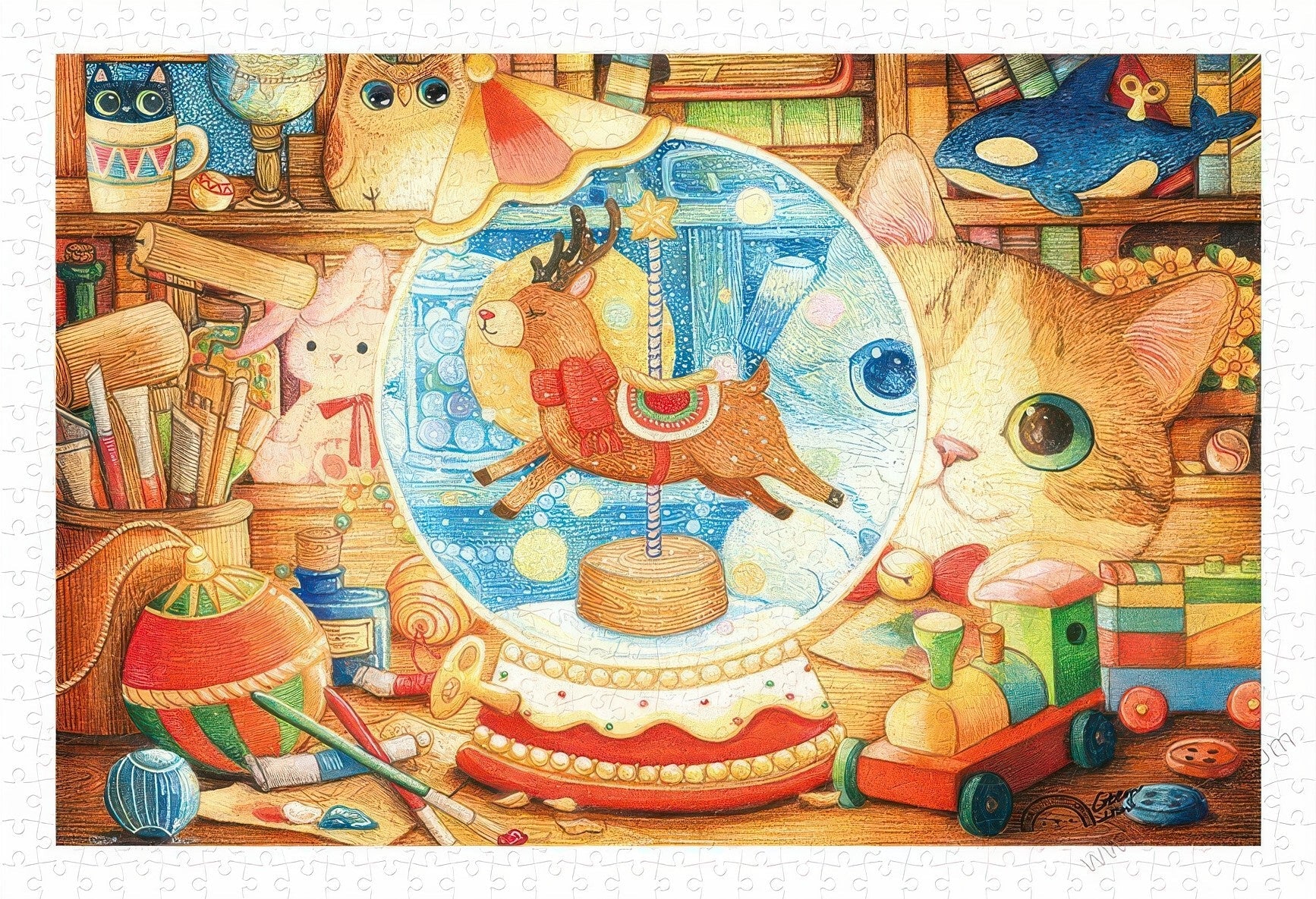 pintoo-h3037-animal-christmas-crystal-ball-600-pieces-plastic-jigsaw-puzzle