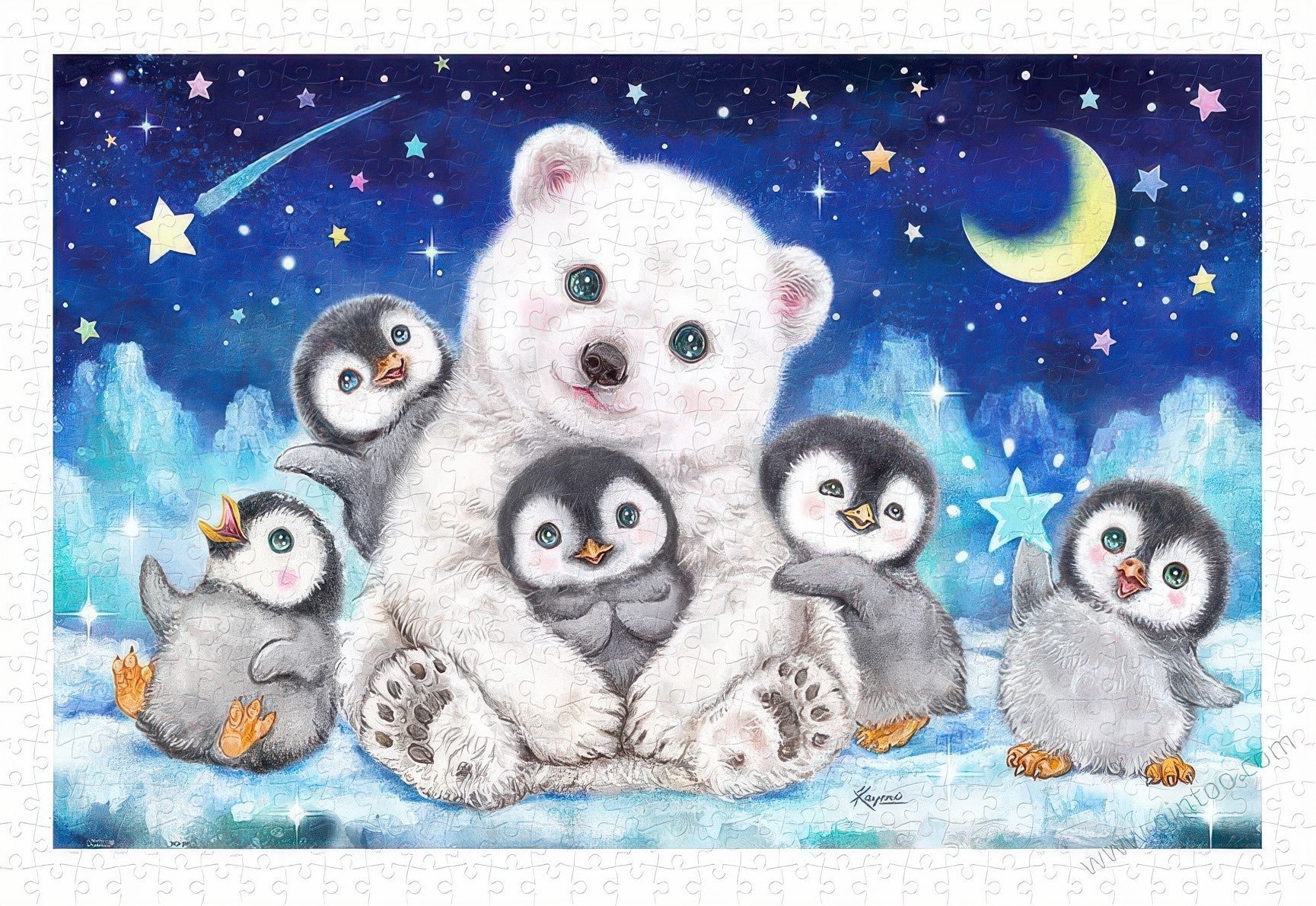 pintoo-h3038-kayomi---polar-bear-and-penguin-600-pieces-jigsaw-puzzle
