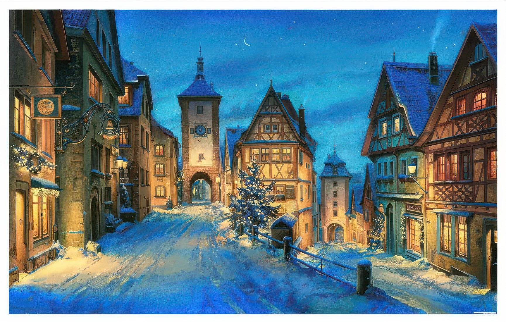 pintoo-h3252-evgeny-lushpin---rothenburg-winter-night-covered-in-snow-4000-pieces-jigsaw-puzzle