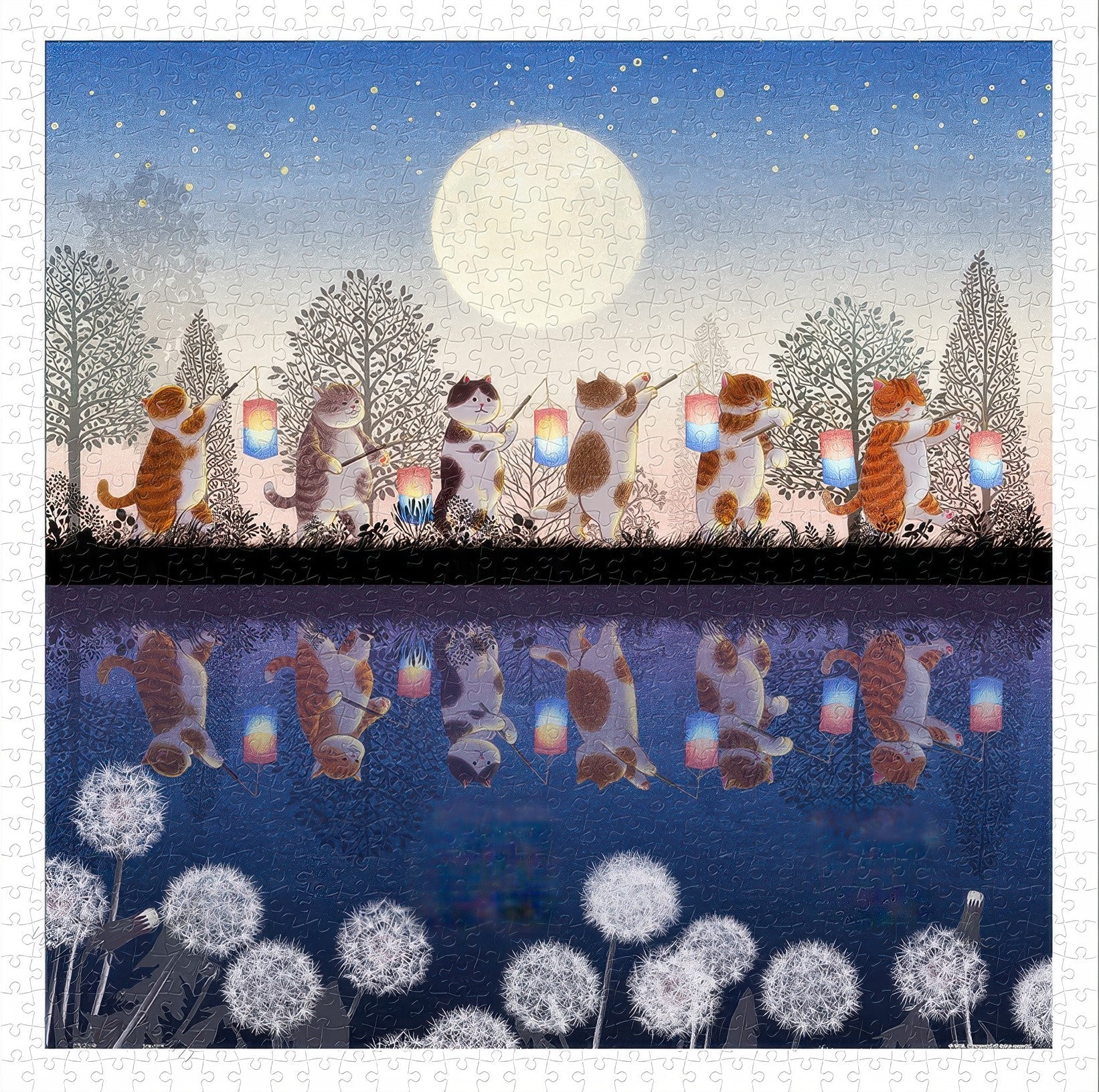 pintoo-h3371-nyangsongi---parade-under-the-moonlight-900-pieces-jigsaw-puzzle