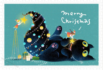 pintoo-h3388-small-oil-painting---black-cat's-christmas-600-pieces-jigsaw-puzzle