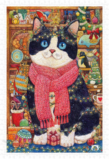 pintoo-h3390-cotton-lion---black-cat's-christmas-collection-cabinet-600-pieces-jigsaw-puzzle