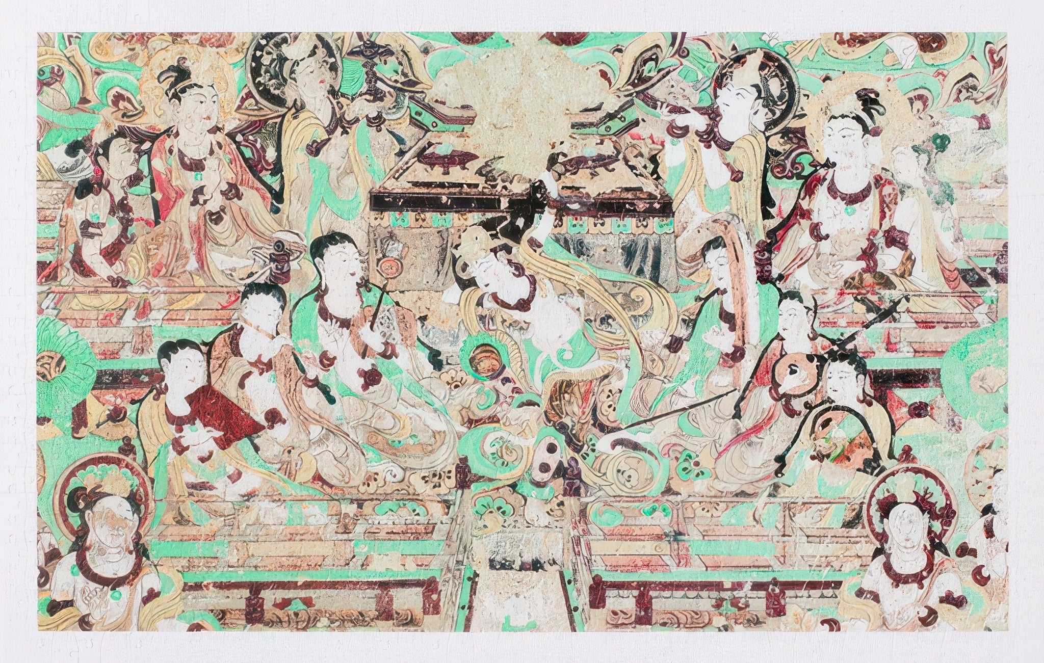pintoo-h3604-dunhuang-mural-puzzle---pipa-back-playing-1000-pieces-jigsaw-puzzle