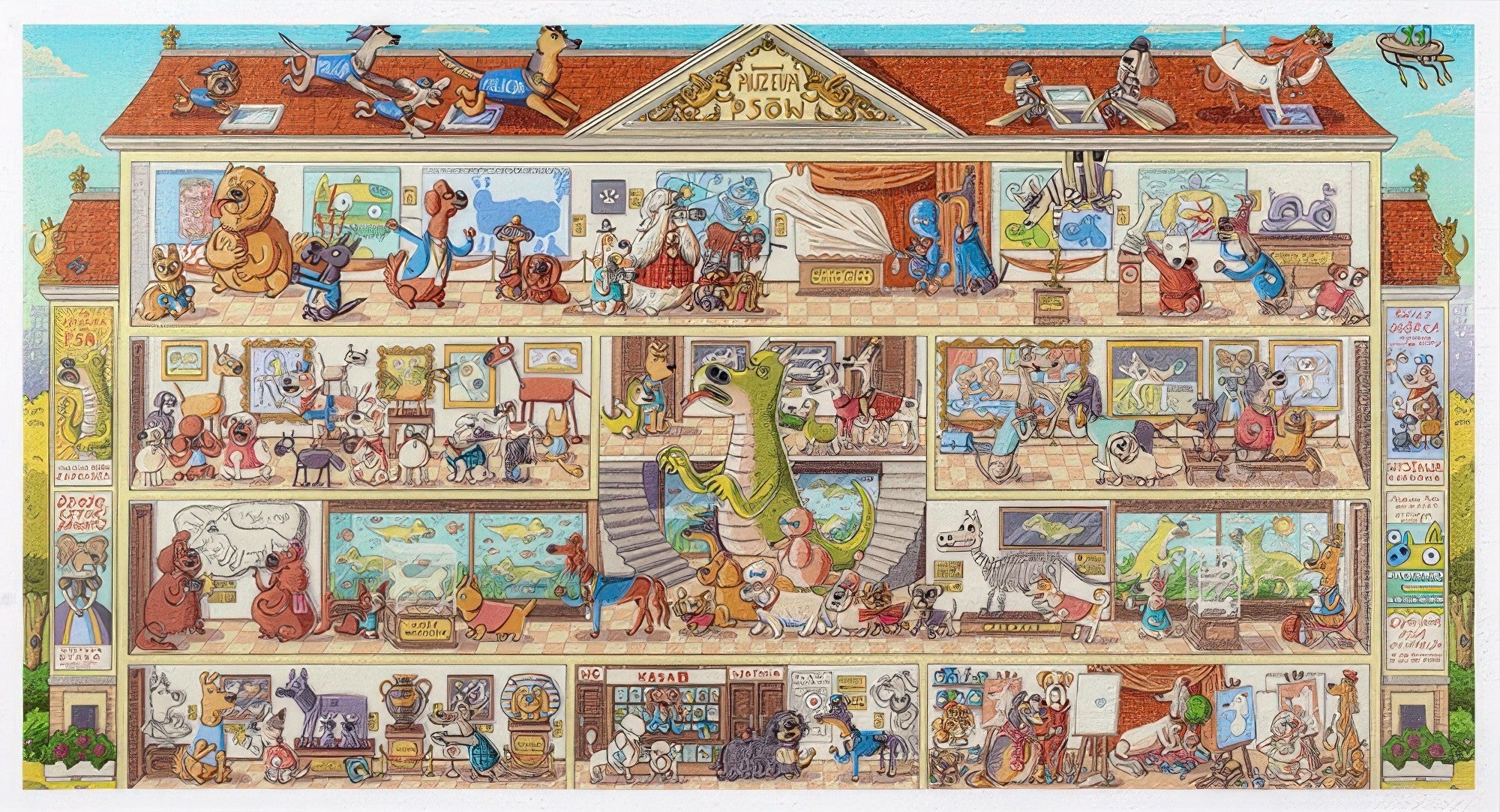 pintoo-h3663-nikola-kucharska---cat-city-picture-book-series---wonderful-museum-3000-pieces-jigsaw-puzzle
