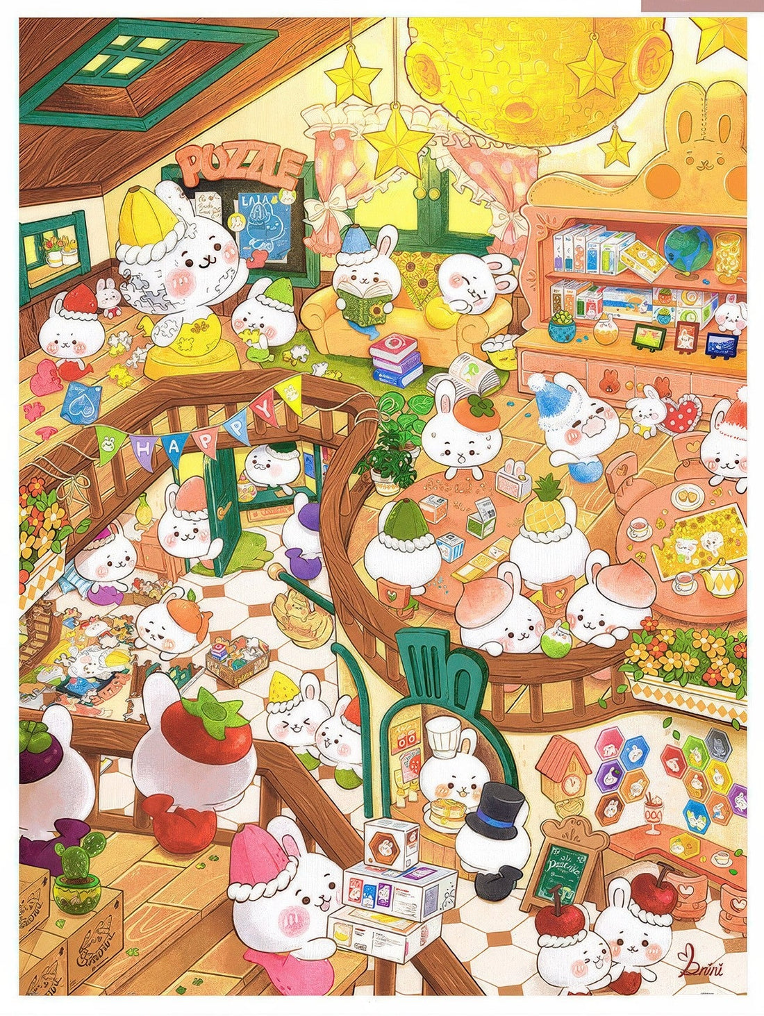 pintoo-h3704-ni's-little-cutie---banana-rabbit-puzzle-shop-4800-pieces-jigsaw-puzzle