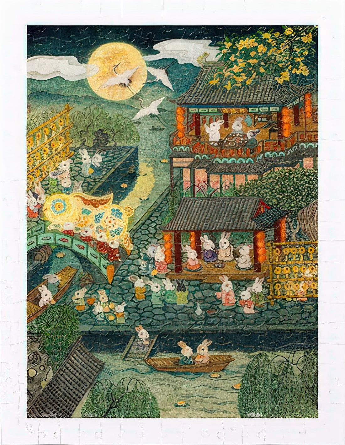 pintoo-h3766-03-cheng-jingjinn---garden-stroll-and-moon-gazing-300-pieces-jigsaw-puzzle