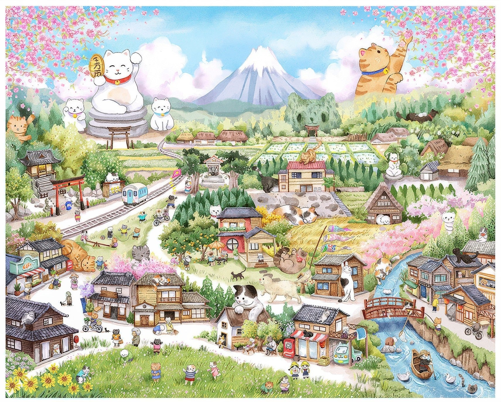 pintoo-h3849-yukan---lucky-cat-village-8000-pieces-jigsaw-puzzle