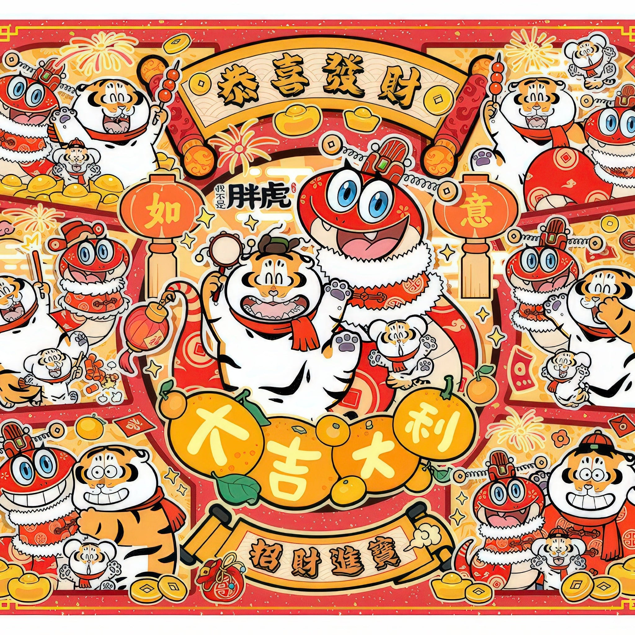 pintoo-h3872-20-i'm-not-fat-tiger---snake-wishes-come-true-2000-pieces-jigsaw-puzzle